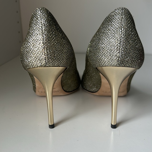 Jimmy Choo sparkly gold/silver peep toe pumps size 39 - Picture 4 of 5